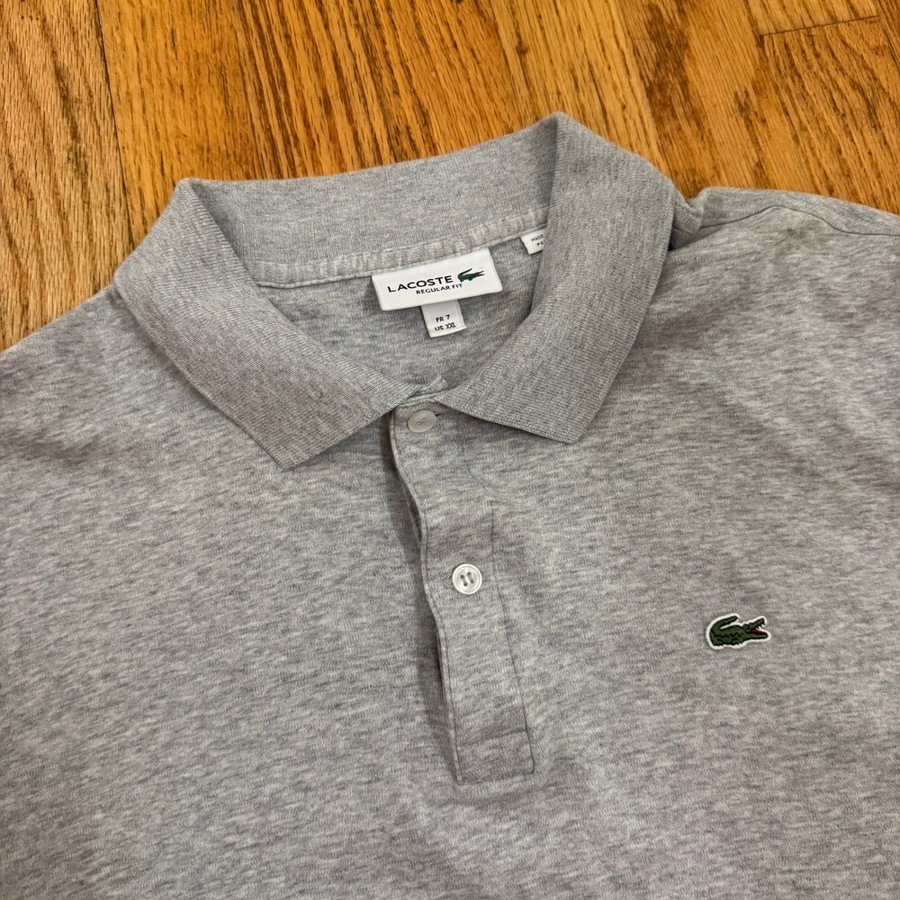 Lacoste Men's Classic Fit Polo Shirt Grey Size 7 XXL Pique Cotton - Picture 6 of 12